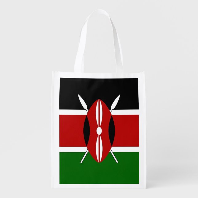 Patriotic reusable grocery bag with Flag of Kenya (Front)