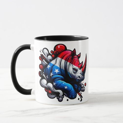 Patriotic Rhino Design Mug