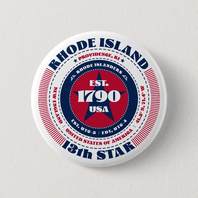 Patriotic Rhode Island Circle with State Details Button (Front)