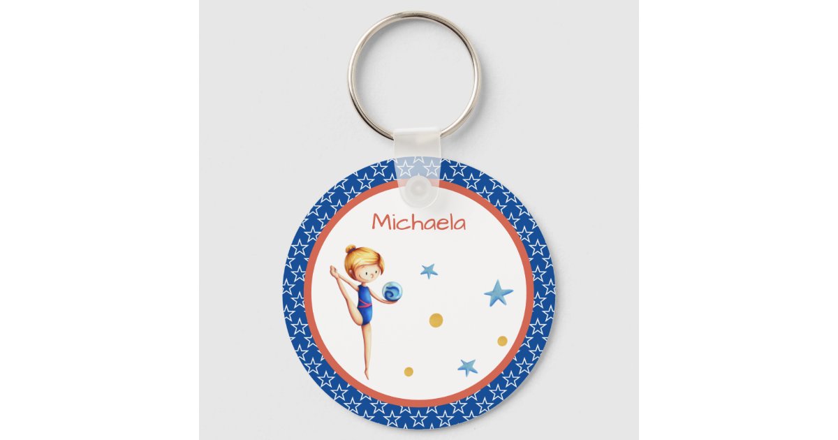 Patriotic Rhythmic Gymnastics Girl with Ball Keychain Zazzle