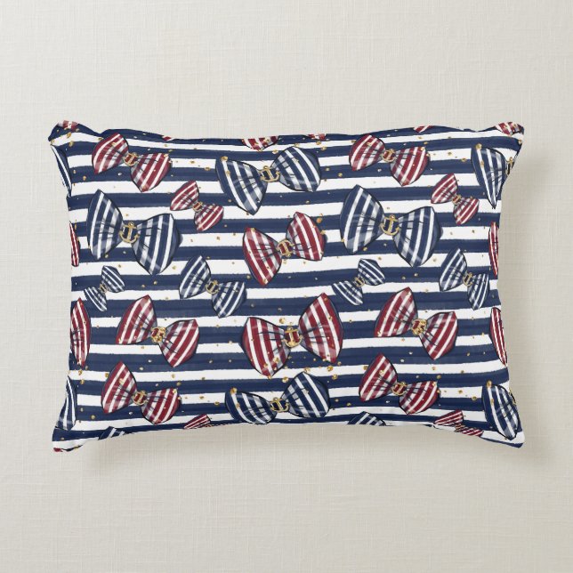 Patriotic Ribbon Stripes Pattern Accent Pillow (Front)