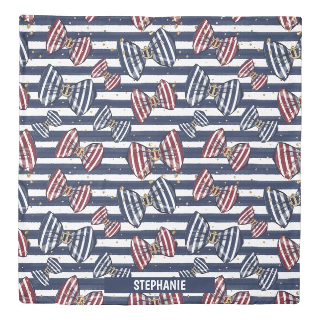 Patriotic Ribbon Stripes Pattern Duvet Cover (Front)