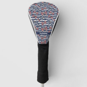 Patriotic Ribbon Stripes Pattern Golf Head Cover