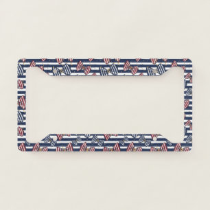 Patriotic Ribbon Stripes Pattern License Plate Frame