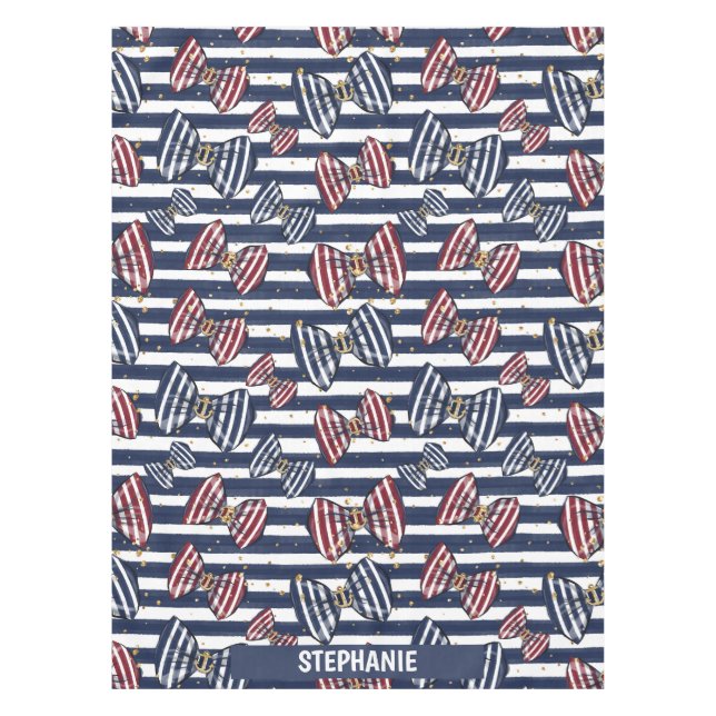 Patriotic Ribbon Stripes Pattern Tablecloth (Front)