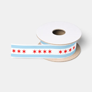 Patriotic Ribbon with Flag of Chicago, U.S.A.