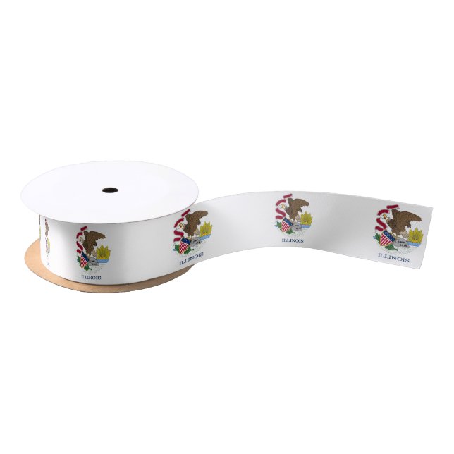 Patriotic Ribbon with Flag of Illinois, U.S.A. (Spool)