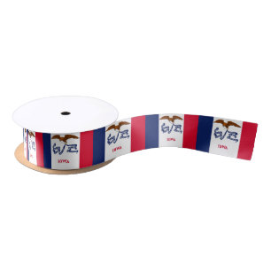 Patriotic Ribbon with Flag of Iowa, U.S.A.