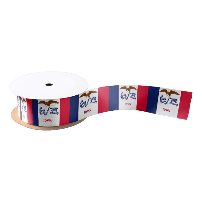 Patriotic Ribbon with Flag of Iowa, U.S.A. (Spool)