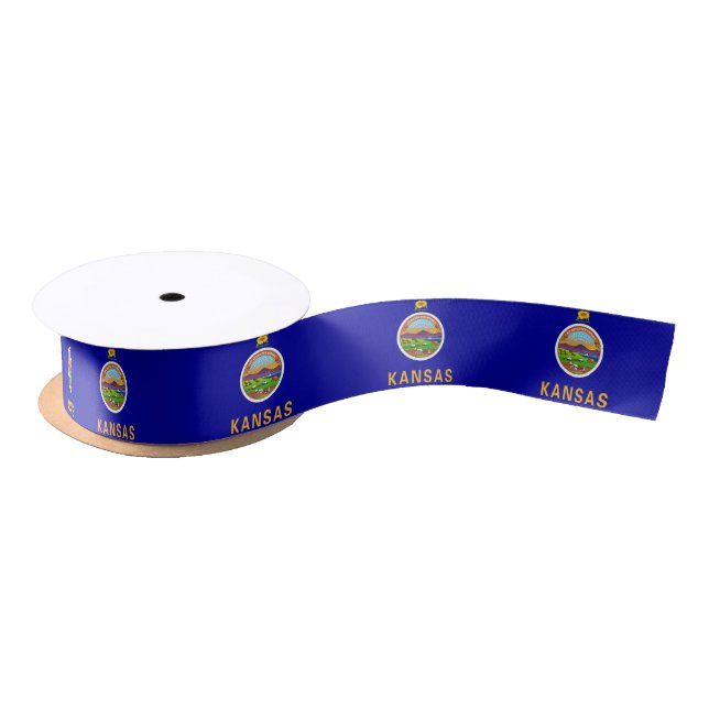 Patriotic Ribbon with Flag of Kansas, U.S.A. (Spool)