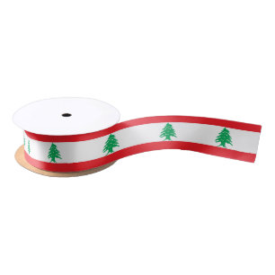 Patriotic Ribbon with Flag of Lebanon