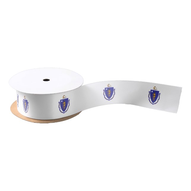 Patriotic Ribbon with Flag of Massachusetts, USA (Spool)