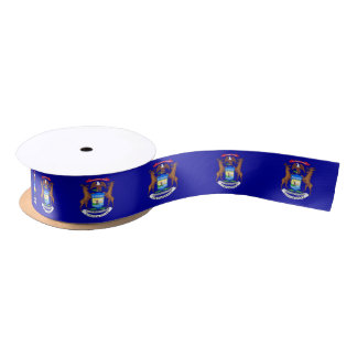 Patriotic Ribbon with Flag of Michigan, USA