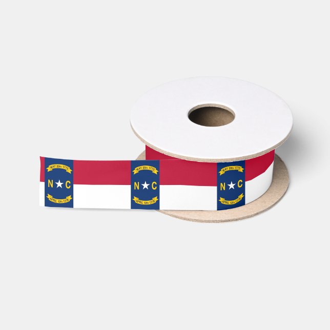 Patriotic Ribbon with Flag of North Carolina, USA (Spool)