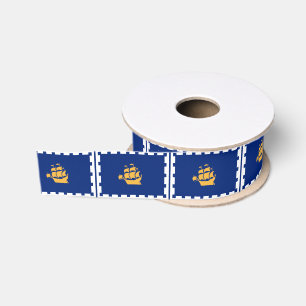 Patriotic Ribbon with Flag of Quebec City