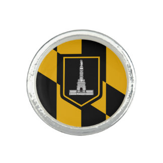 Patriotic ring with Flag of Baltimore City, USA