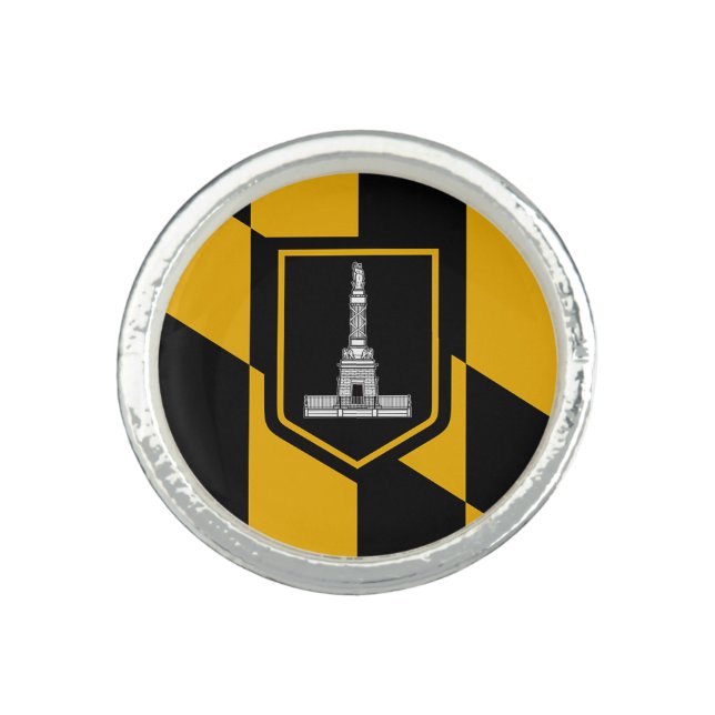 Patriotic ring with Flag of Baltimore City, USA (Front)