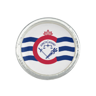 Patriotic ring with Flag of Cincinnati City, USA