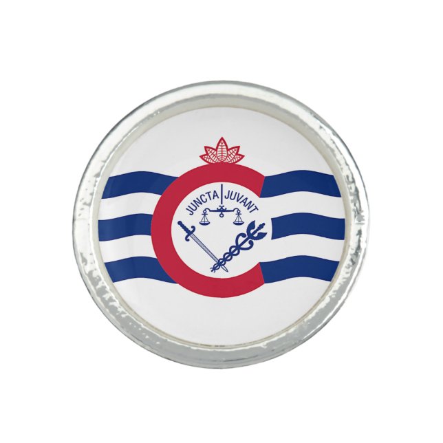 Patriotic ring with Flag of Cincinnati City, USA (Front)