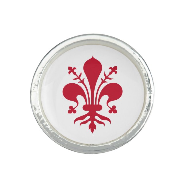 Patriotic ring with Flag of Florence, Italy (Front)