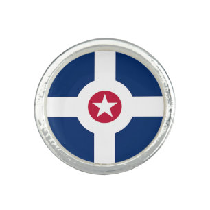 Patriotic ring with Flag of Indianapolis City, USA