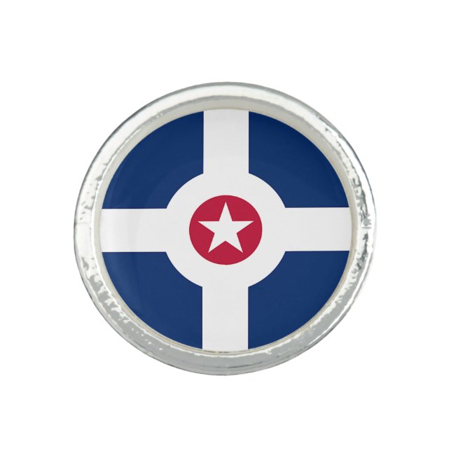 Patriotic ring with Flag of Indianapolis City, USA (Front)