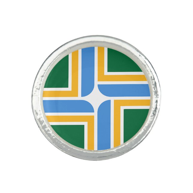 Patriotic ring with Flag of Portland City, USA (Front)