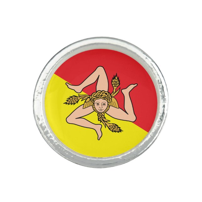 Patriotic ring with Flag of Sicily, Italy (Front)