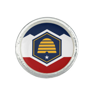 Patriotic ring with Flag of Utah, USA