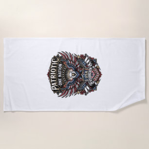 Patriotic Rock Eagle Crest Music Rock Metal Patrio Beach Towel
