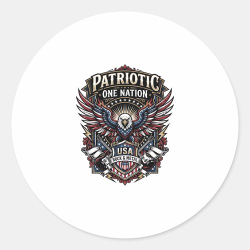 Patriotic Rock Eagle Crest Music Rock Metal Patrio Classic Round Sticker