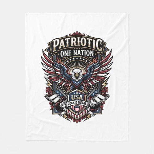 Patriotic Rock Eagle Crest Music Rock Metal Patrio Fleece Blanket