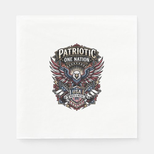 Patriotic Rock Eagle Crest Music Rock Metal Patrio Napkins