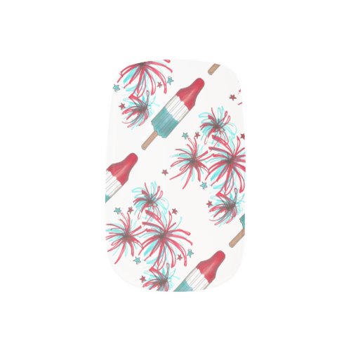 Patriotic Rocket Pop Popsicle Fireworks July 4th Minx Nail Art