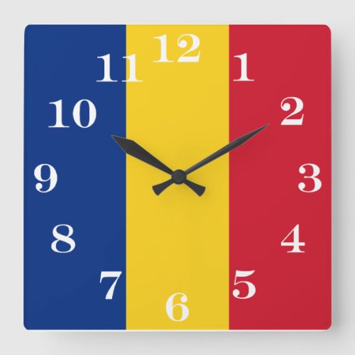 Patriotic Romania flag Romanian Square Wall Clock