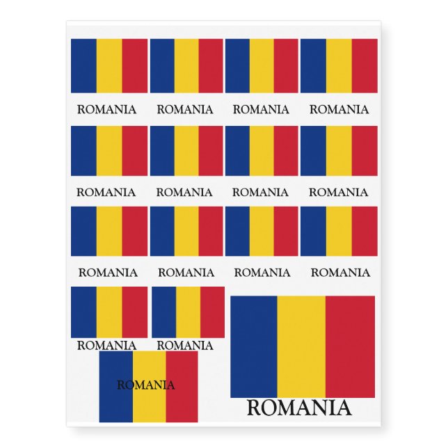 Patriotic Romania flag Romanian Temporary Tattoos (Front)