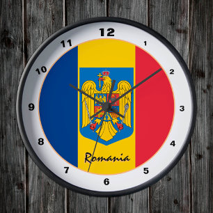 Patriotic Romanian Flag & Romania Home / design Round Clock