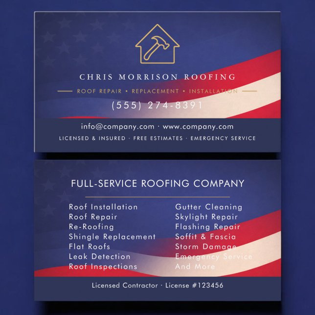Patriotic Roofing Business Card (Creator Uploaded)