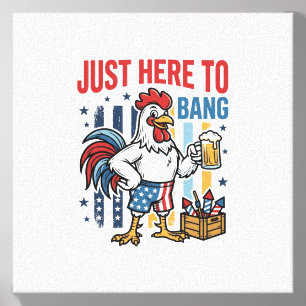 Patriotic Rooster Fireworks Vintage Shirt Design_1 Canvas Photo Tile