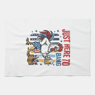 Patriotic Rooster Fireworks Vintage Shirt Design_1 Kitchen Towel