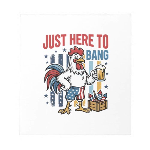 Patriotic Rooster Fireworks Vintage Shirt Design_1 Notepad