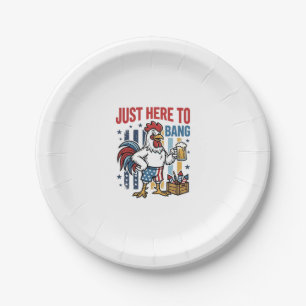 Patriotic Rooster Fireworks Vintage Shirt Design_1 Paper Plates