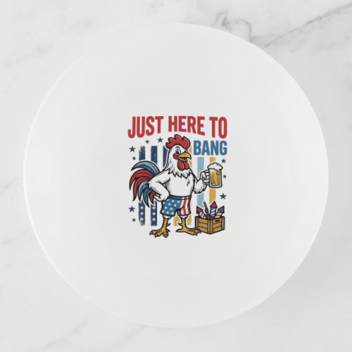Patriotic Rooster Fireworks Vintage Shirt Design_1 Trinket Tray