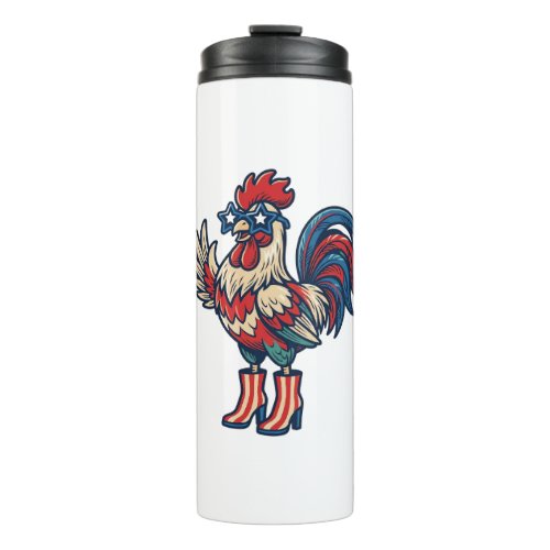 Patriotic Rooster in Heels Vintage Engraving Shirt Thermal Tumbler