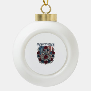 Patriotic Rose Garden Ceramic Ball Christmas Ornament