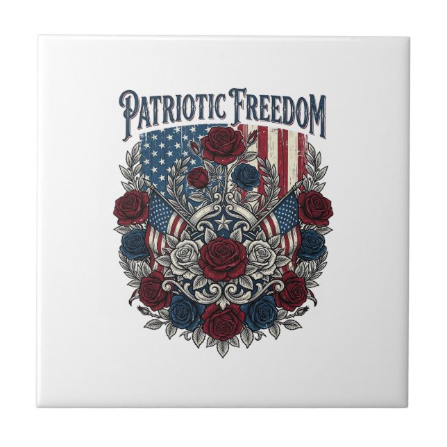 Patriotic Rose Garden Ceramic Tile (Front)