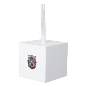 Patriotic Rose Garden Cube Ornament