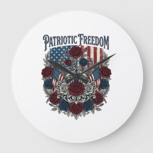 Patriotic Rose Garden Large Clock
