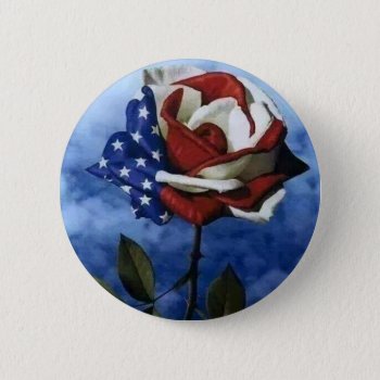 Patriotic Rose Pinback Button by unFrazzled at Zazzle