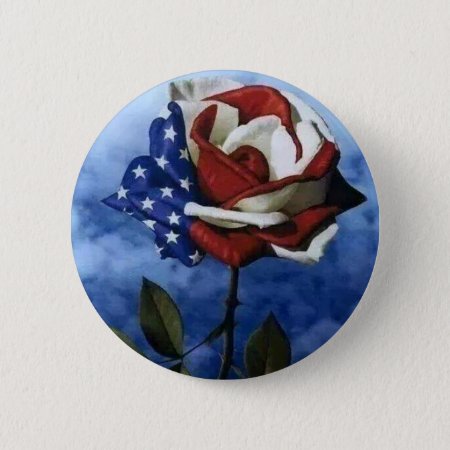 Patriotic Rose Pinback Button